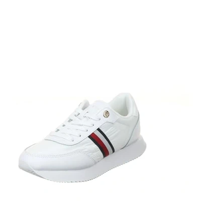 Imagen de Tommy Hilfiger Runner Sneaker Mujer Essential Global Stripes de piel, Blanco (White), 38