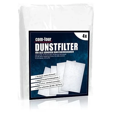 Imagen de COM FOUR® 4x filtros para campana extractora se pueden cortar a medida filtro de uso universal elemento filtrante extractor estera grasa (4 piezas)