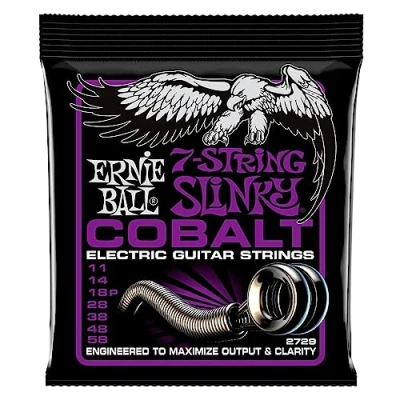 Imagen de Ernie Ball Power Slinky Cobalt Cuerdas para guitarra eléctrica de 7 cuerdas, cobalto, calibre 11 58
