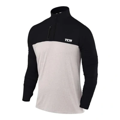 Imagen de TCA Camiseta Deporte Manga Larga Hombre Deportiva Secado Rápido Fusion Pro Quickdry con Media Cremallera para Gris/Negro, L