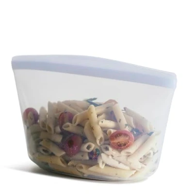 Imagen de Stasher Bolsa de almacenamiento silicona reutilizable, recipiente alimentos, apto para microondas y lavavajillas, sin fugas, cuenco 6 tazas, transparente