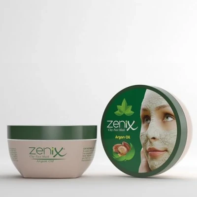 Imagen de Zenix máscara facial de arcilla con aceite argán, 350 g, argán arcilla, tratamiento cuidado para hombres, contra espinillas, puntos negros e
