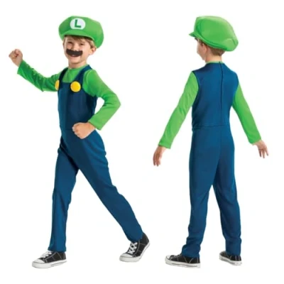 Imagen de Super Mario Disfraz Luigi Incluye Bigote y Gorro Talla XS 3 4 Años+