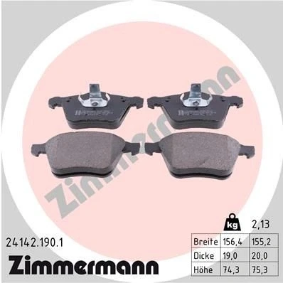 Imagen de ZIMMERMANN 24142.190.1 Juego de pastillas freno Foto correspondiente a la entrega VOLVO: S60 II, V60 I, S80 FORD: S Max Mk1, Galaxy Mk2 MPV