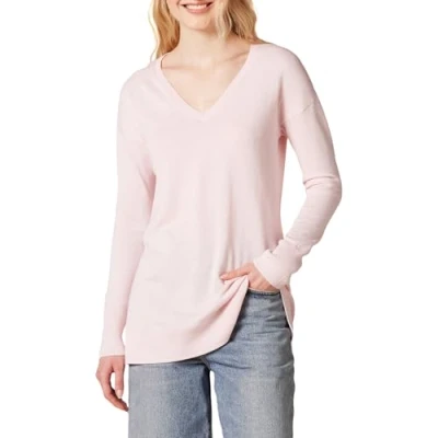 Imagen de Amazon Essentials Jersey Tipo Túnica Ligero de Manga Larga y Cuello en Pico (Disponible Tallas Grandes) Mujer, Rosa Claro, M