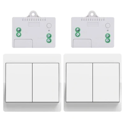 Imagen de Cerhot 230V interruptores de luz remotos inalámbricos, control remoto, interruptor cinético, inalámbrico para luces sin batería (UE 2 marchas, 2V2 A)