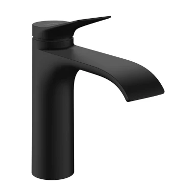 Imagen de hansgrohe Vivenis grifo lavabo con vaciador automático, ahorro de energía (CoolStart), monomando 110 mm, mezclador agua (EcoSmart), negro mate, 75023670