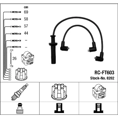 Imagen de NGK 8202 Juego de Cables Encendido 5 LANCIA: Dedra Berlina, FIAT: Coupe, Tipo Hatchback