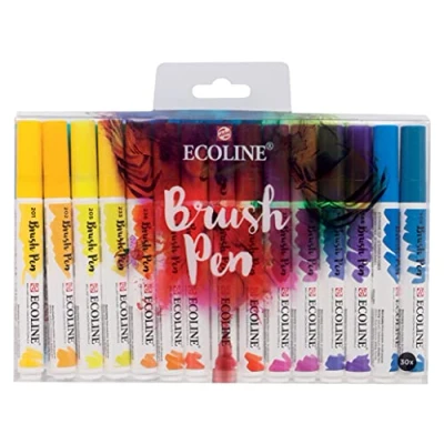Imagen de Ecoline Brush Pen Set de 30 Rotuladores Acuarela Líquida Colores Básicos Mezclables para Rotulación a Mano, Dibujo y Manualidades