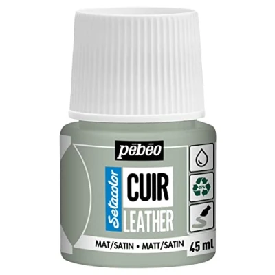 Imagen de Pebeo Setacolor cuero Pintura acrílica para y polipiel Personalización de bolsos, zapatos, zapatillas Resistente a arañazos, dobleces roces Acabado mate/satinado Verde Salvia 45 ml