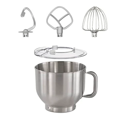 Imagen de Caso Bol de acero inoxidable con mango y accesorios para robot cocina KM 1800 Black, 6 litros, apto lavavajillas