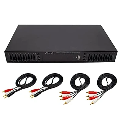 Imagen de Toplionace Ecualizador Estéreo EQ665, de Alta Fidelidad 220V para el Hogar, Doble 10 BAND Estéreo, Alto y Bajo, con Bluetooth Incorporado (EQ665, Negro)