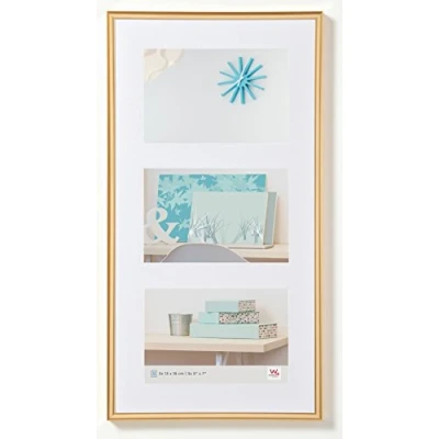Imagen de walther design KV338G New Lifestyle marco de fotos plástico, 3 13x18 cm, dorado
