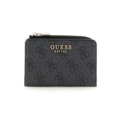 Imagen de GUESS Laurel Tarjetero con Cremallera Alrededor, Logotipo de carbón