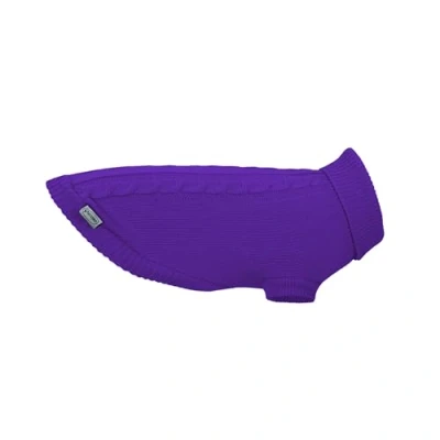 Imagen de Record Jersey para Perros Willy. Suéter de Cuello Alto, Estampado Trenzado, Agujero Correa y pasamanos elástico. Morado, 3XS Longitud Espalda 20 cm
