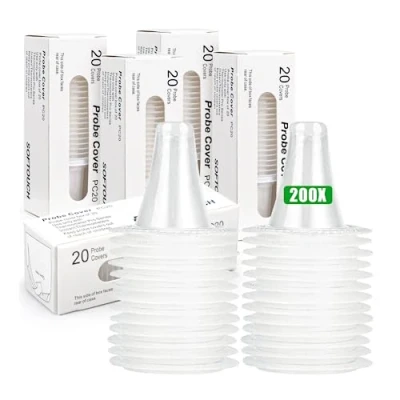 Imagen de 200x Fundas Desechables de Recambio Protectores lente del Termómetros Braun para Oído Adaptables a Toda la Gama IRT Paquete 200 Unidades