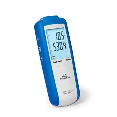 Imagen de PeakTech P 5140 Termómetro digital 2 CH, 200...+1372C, retroiluminación, 3 1/2 dígitos, veces pantalla, sensor de temperatura universal TF 55