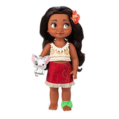 Imagen de Disney Store Doll Animator Collection Muñeca coleccionable de Moana con atuendo y pelo raíz realista un suave peluche satén Pua, 39 cm, juguete princesa apto para niños mayores 3 años