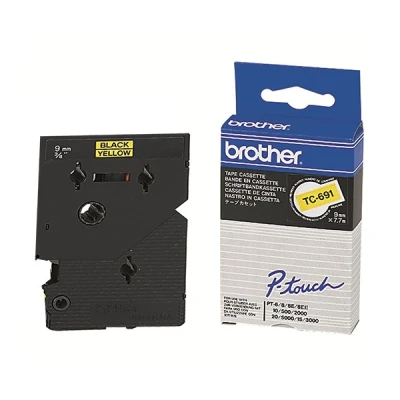 Imagen de P Touch 2000 Brother TC 691 cinta negro sobre amarillo 9 mm (original)