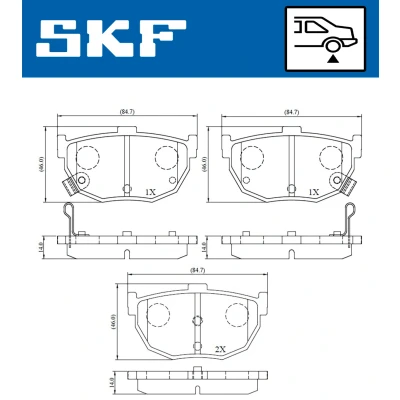 Imagen de SKF VKBP 90483 A Juego de pastillas freno con avisador acústico desgaste HYUNDAI: Elantra III Hatchback