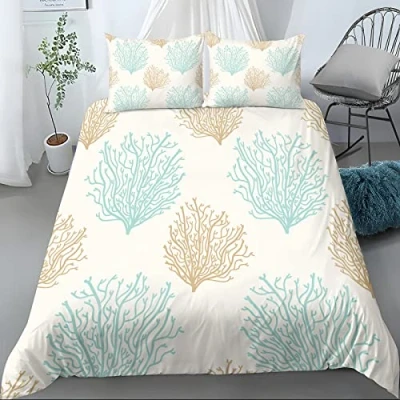 Imagen de Funda Nordica Cama 180 Coral Marinera Edredon 240x260 cm y 2 Fundas de Almohada 50x75 cm, Juego Ropa 3 Piezas, Nordicas Microfibra Suave