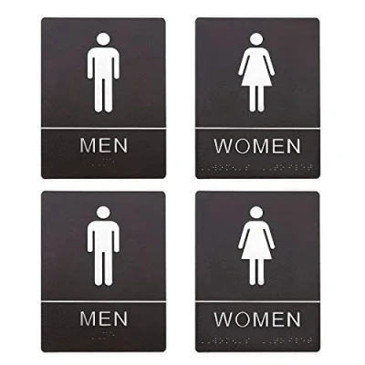 Imagen de SG Store letrero de baño en braille para hombres y mujeres, baño, autoadhesivo acrílico hotel, restaurante, 200 x 150 mm, 2 mujeres
