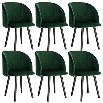 Imagen de WOLTU Silla de Comedor Pack 6, Cocina Tapizadas en Terciopelo, Sillas Ergonómicas con Respaldo y Brazos para Salón Dormitorio, Estilo Nórdico, Patas Madera, Verde Oscuro, BH121dgn 6
