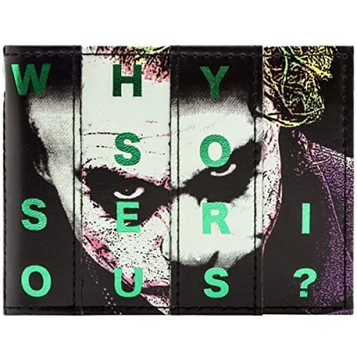 Imagen de The Dark Knight Joker Why So Serious? Billetera/Cartera Bi Fold Porta ID &amp; Tarjetero, Negro