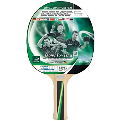 Imagen de Donic Schildkröt Raqueta de Tenis Mesa Top Team 400, Mango Anatómico, Esponja 1,5 mm, Almohadilla Jade ITTF, 715041