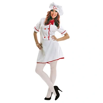 Imagen de My Other Me 201007 Disfraz de cocinera para mujer, ajedrez, color blanco, M L (Viving Costumes 201007)