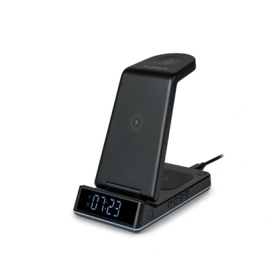 Imagen de THOMSON CL750IA Reloj despertador y estaci�n de carga 4 en 1 Compatible con Apple Tira LED brillante para indicar la Negro