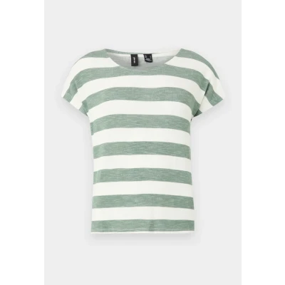 Imagen de Vero Moda Vmwide Stripe S/L GA NOOS Camiseta estampada, Mujer, Talla: Medium, Laurel wreath/snow white