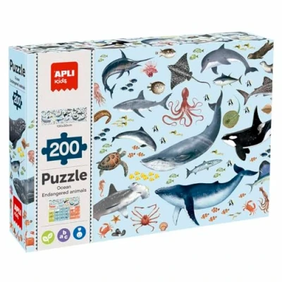 Imagen de APLI Kids 19696 Puzzle educativo de Animales amenazados, modelo Océano, 200 piezas tamaño 6 x 3 cm