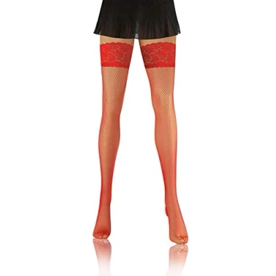 Imagen de Sesto Senso Medias Rejilla Autoadhesivas Encaje Lencería Sexy Mujer 3/4 M/L Rojo