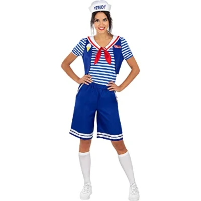 Imagen de Funidelia Disfraz Robin Ahoy Stranger Things para mujer Netflix, Once (Eleven) adultos y divertidos accesorios Fiestas, Carnaval Halloween Talla S M Azul