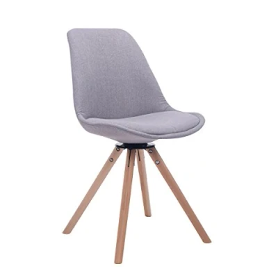 Imagen de CLP Silla De Visita Troyes Rund Tapizada En Tela I Salón Comedor Giratoria &amp; con Base Madera Butaca Nórdica Color:, Color:Gris, Color del Marco:Natura