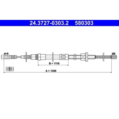 Imagen de ATE 24.3727 0303.2 Cable de Freno Mano 1395 CITROËN: AX