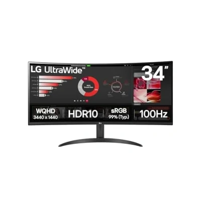 Imagen de LG 34WR50QK B Monitor UltraWide Curvo, 34&quot;, QHD: 3440,1440px, 21:9, ADM FreeSync Premium, Multiposición, Negro