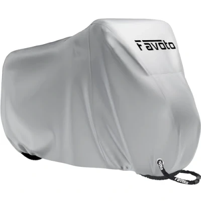 Imagen de Favoto Funda para Bicicleta Exterior, 210D Oxford Cubierta Protector Impermeable al Aire Libre contra Lluvia UV Polvo Nieve Montaña Carretera, 200x70x110cm Plata