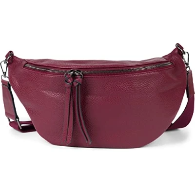 Imagen de styleBREAKER Bolsa de hombro media luna para señoras, correa ajustable desmontable, bolso liso 02012386, color:Burdeos Violeta