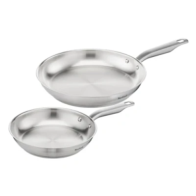 Imagen de Tefal E492S2 Virtuoso Juego de 2 sartenes 24 + 28 cm Acero inoxidable premium alta calidad sin sellar Acabado cepillado Apto para inducción horno hasta 250 C