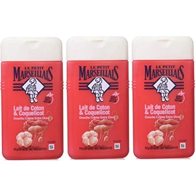 Imagen de Le Petit Marseillais Douche Crème Extra Doux, leche de algodón y amapola, 250 ml