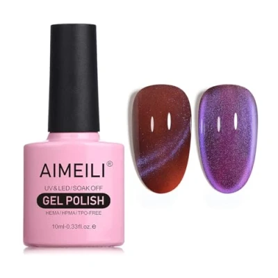 Imagen de AIMEILI 9D Ojo de Gato Esmaltes Semipermanentes para Uñas Sin crueldad Vegano Libre HEMA Magnético Soak Off UV LED Permanentes Esmalte 10ml，740