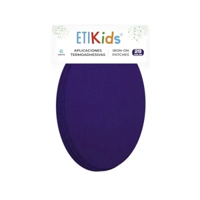 Imagen de 6 rodilleras color Morado termoadhesivas de plancha. Coderas para proteger tu ropa y reparación pantalones, chaquetas, jerseys, camisas. 16 x 10 cm. RP29