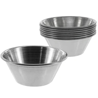 Imagen de Unbekannt 8 cuencos pequeños de acero inoxidable, apilables, metal, para aperitivos, salsas, postres (8 unidades 6 cm diámetro)