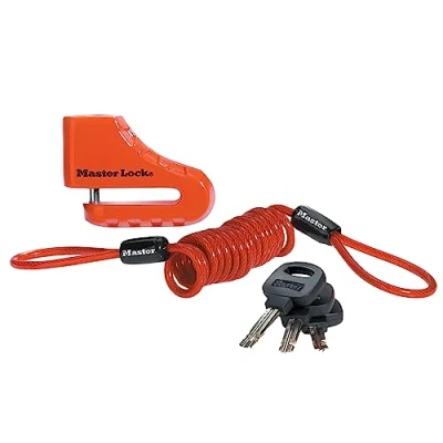 Imagen de Master Lock 8303EURDPS Candado Disco Moto o Scooter con arco, Rojo, 5 cm