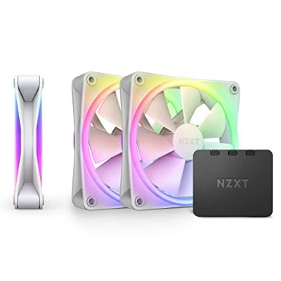 Imagen de NZXT F120 RGB Duo Triple Pack 3 ventiladores de doble cara 120 mm con controlador 20 LEDs direccionables individualmente Flujo aire equilibrado y presión estática Blanco