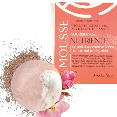 Imagen de Limpiador Facial Sólido para Piel Seca y Sensible, Mousse Desmaquillante Suave Nutritiva Enriquecida con Arcilla Rosa Vitamina E, 100% Natural Ecológico (Mousse Nutritiva)