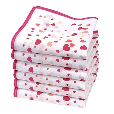 Imagen de Merrysquare Mini pañuelos de corazón rosa 100% algodón 6 unidades Tamaño pequeño 23 cm x Modelo CONFETTI, Confeti, 23cm