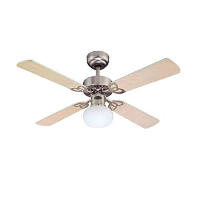 Imagen de Westinghouse Lighting Vegas Ventilador de Techo E27, Acabado en Aluminio Cepillado con aspas Reversibles Arce Claro/Plata